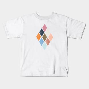 Boho Bohemian Geometric Diamond Pattern Multicolor Art Print Kids T-Shirt